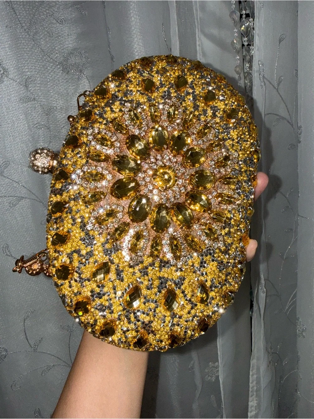 Brand new Yellow and gold beaded and blinged out purse